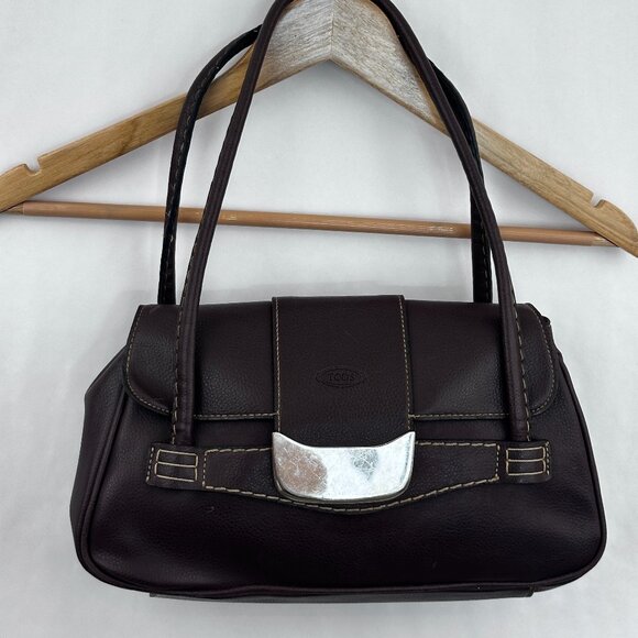 Tod's Vintage  Pebbled Calfskin Leather Bag Brown Shoulder - Picture 1 of 16